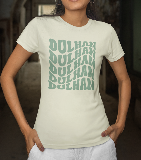 Dulhan Waves Softstyle T-Shirt in Natural & Green